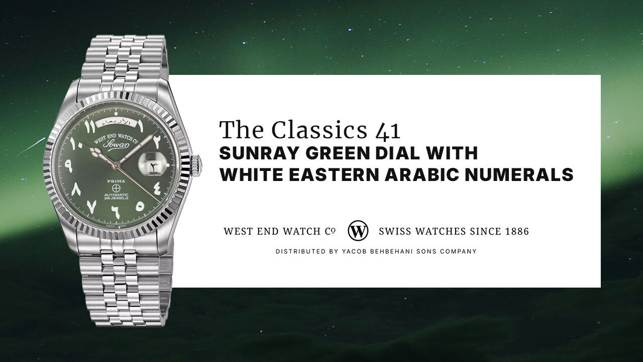 A timeless icon reimagined, The CLASSICS 41 in Sunray Green Dial
