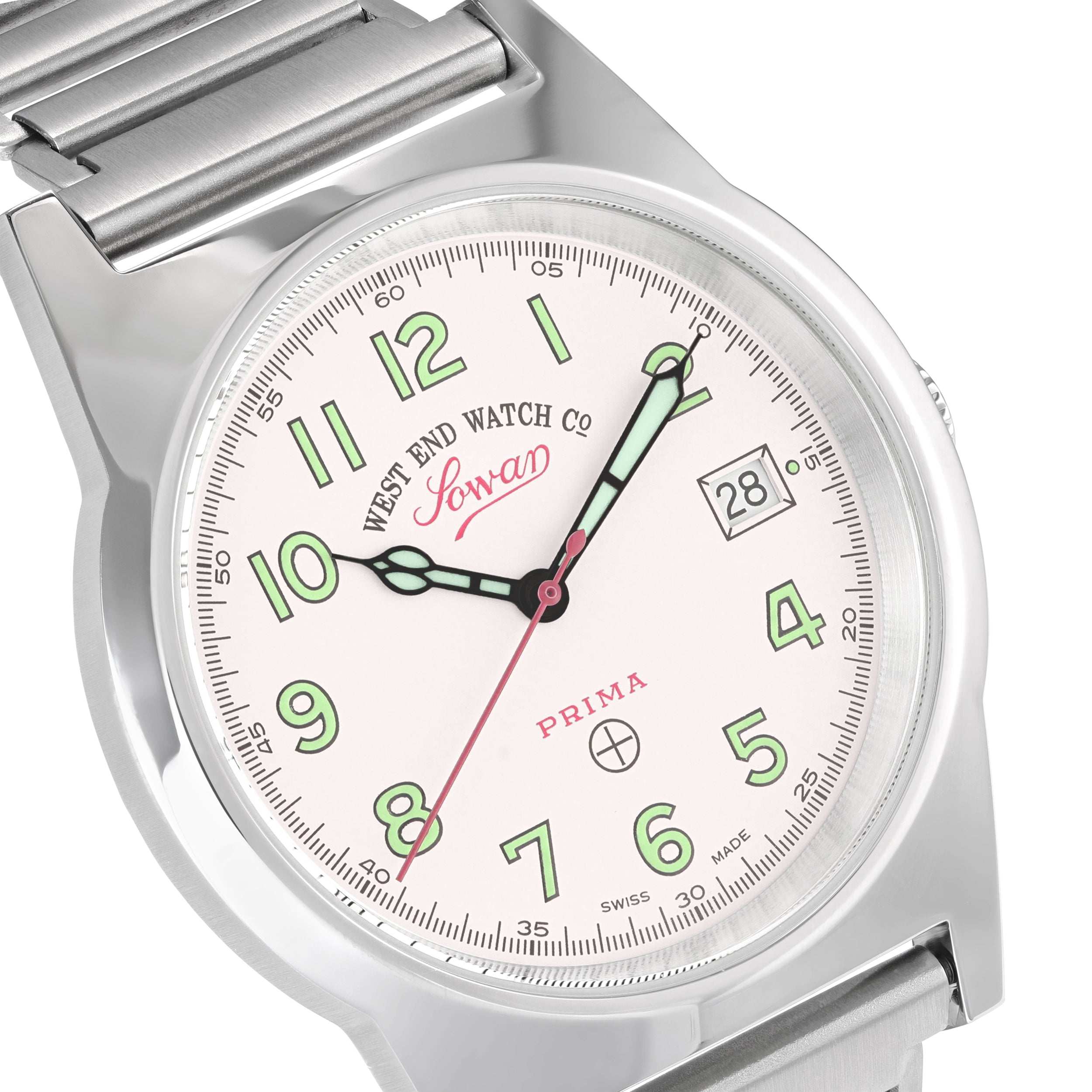 SOUQ - WHITE DIAL WITH LUMINESCENT GREEN NUMERALS