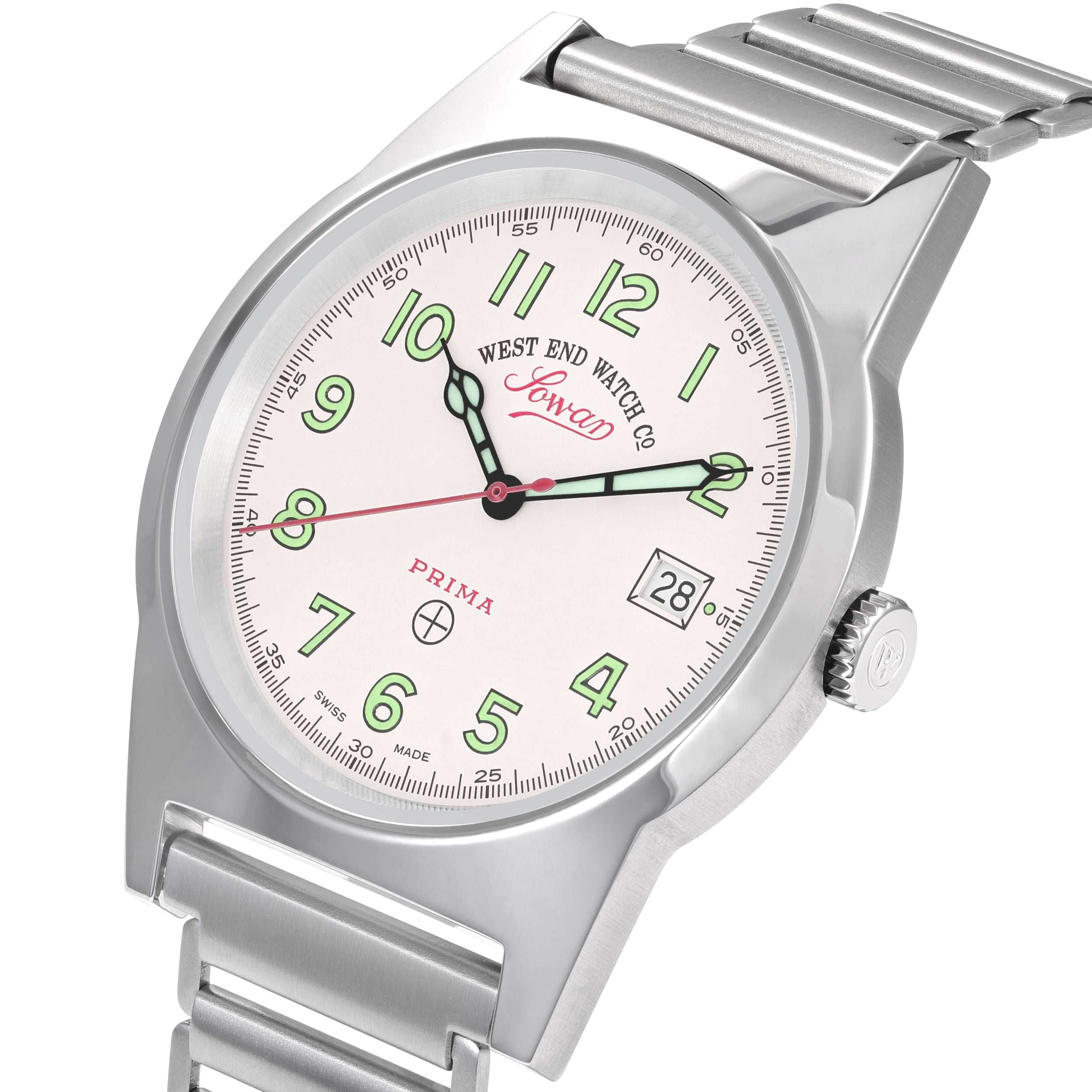 SOUQ - WHITE DIAL WITH LUMINESCENT GREEN NUMERALS