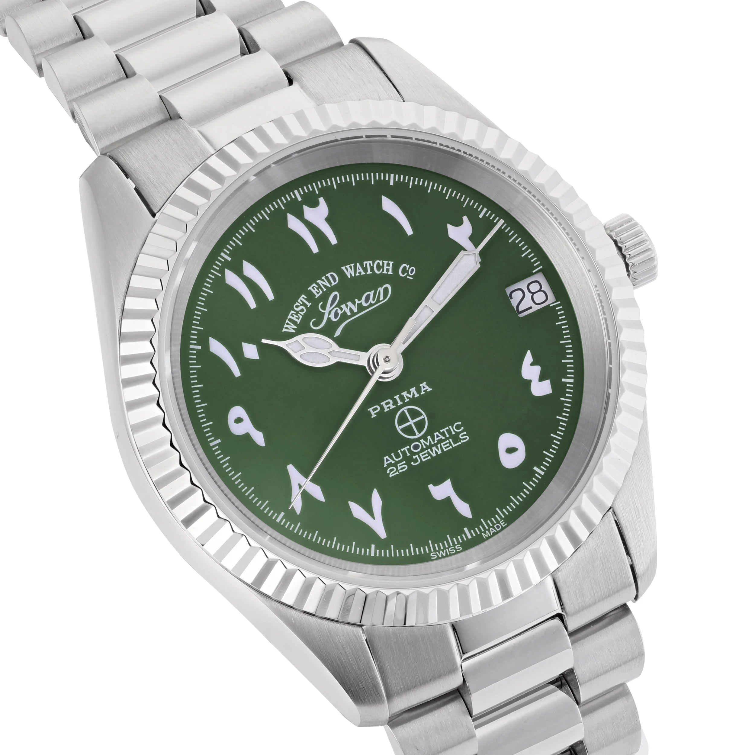 THE CLASSICS 32 - GREEN MOTHER OF PEARL WITH WHITE EASTERN ARABIC NUMERALS