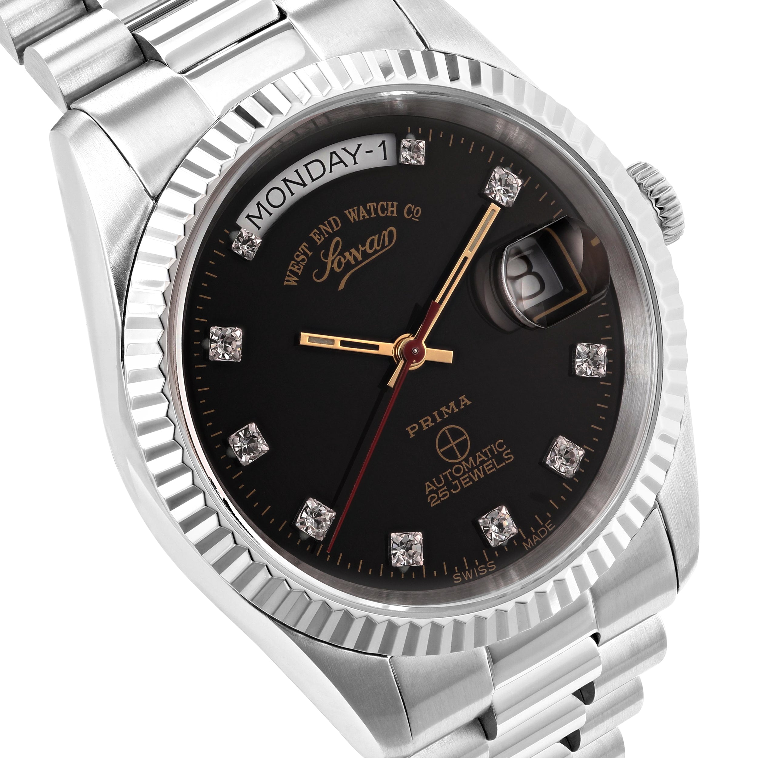 THE CLASSICS 37 - BLACK DIAL WITH ZIRCONE STONES