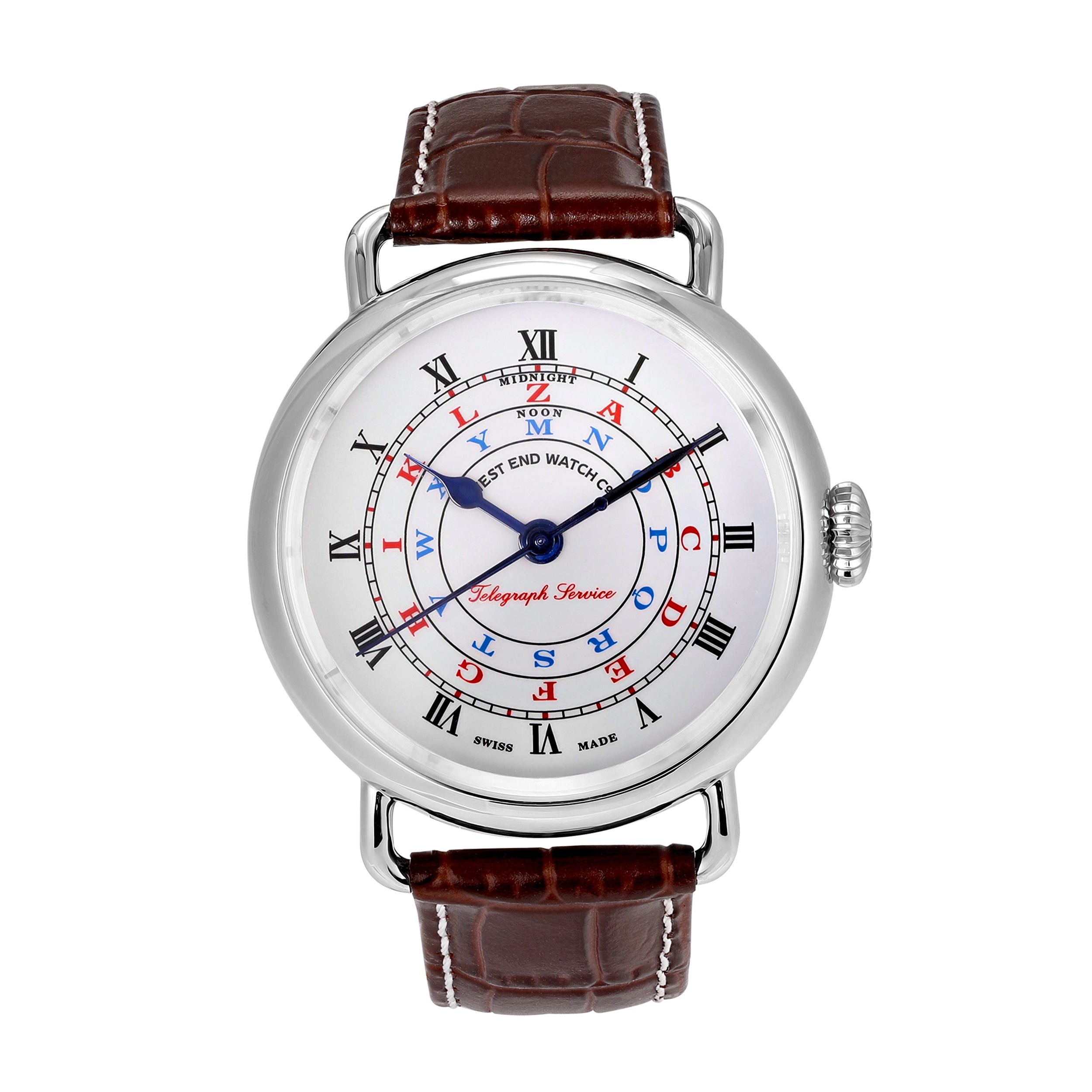 TELEGRAPH - WHITE DIAL WITH BROWN LEATHER STRAP