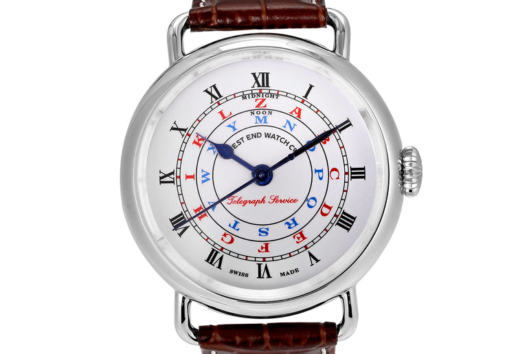 TELEGRAPH - WHITE DIAL WITH BROWN LEATHER STRAP