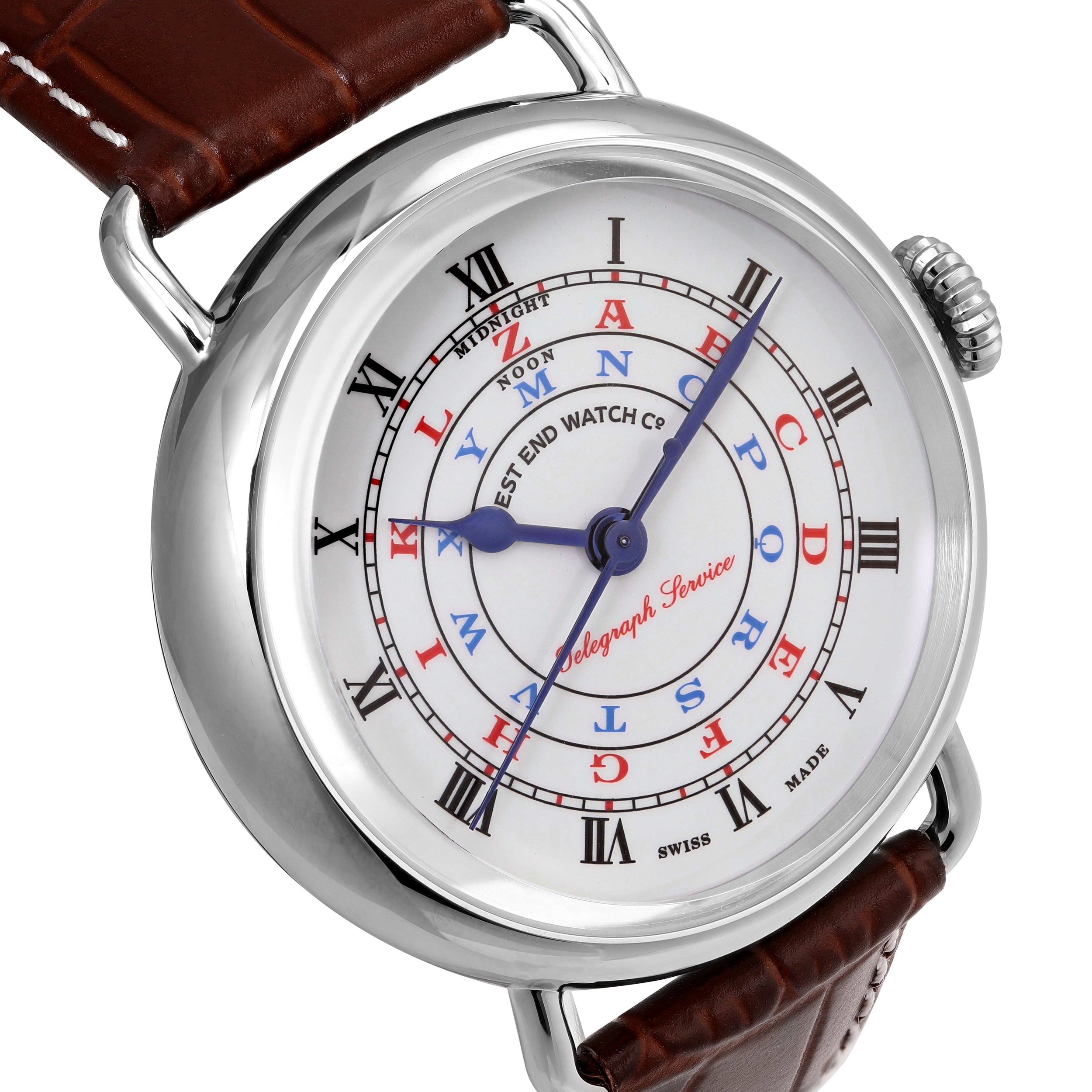 TELEGRAPH - WHITE DIAL WITH BROWN LEATHER STRAP