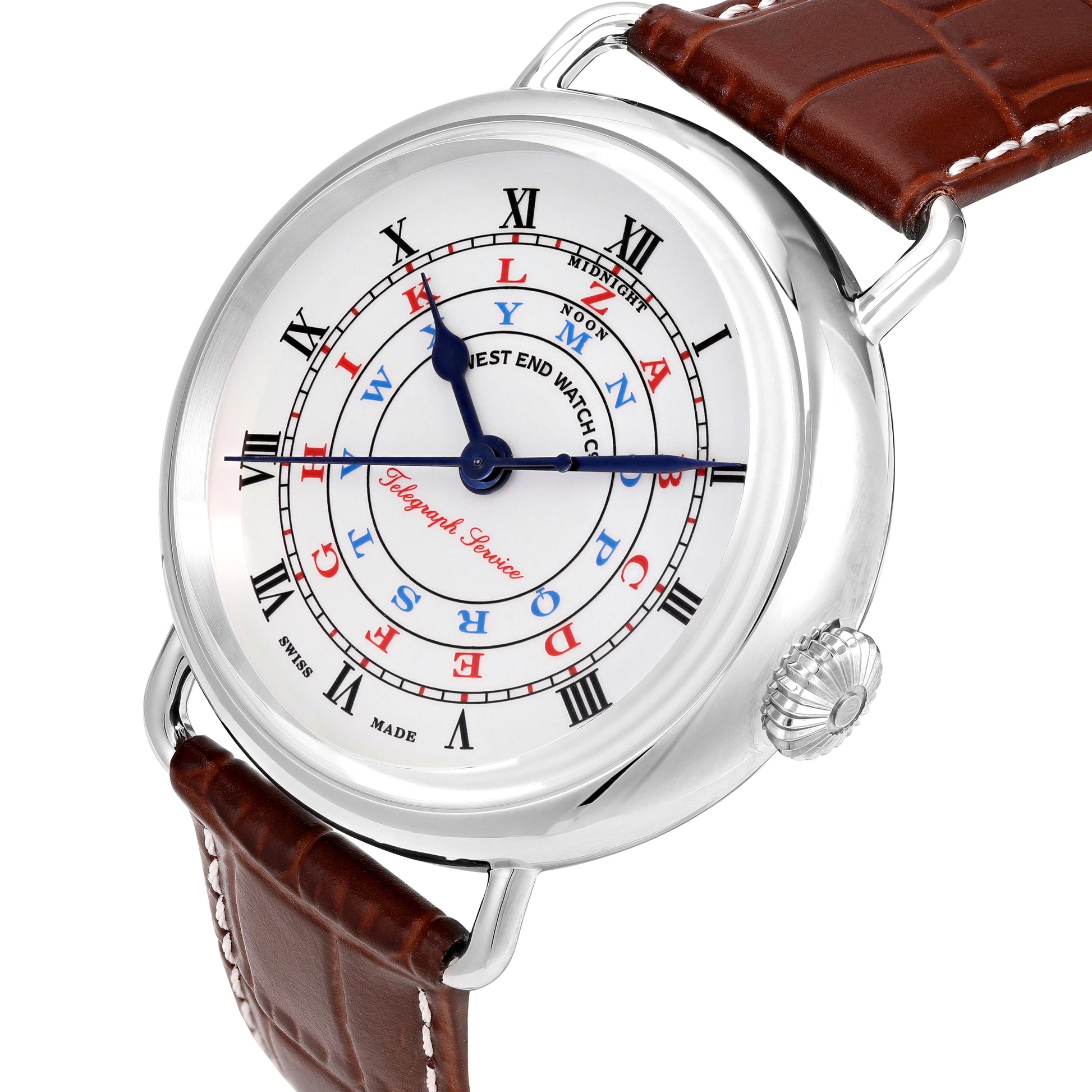 TELEGRAPH - WHITE DIAL WITH BROWN LEATHER STRAP