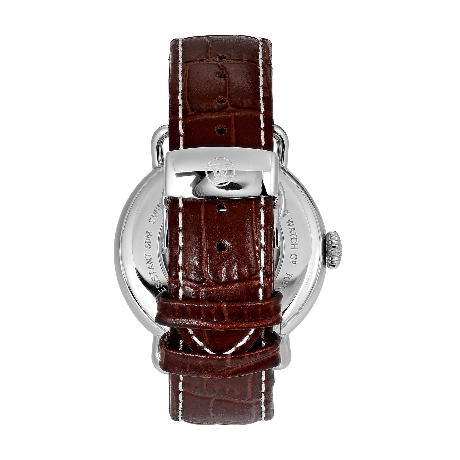 TELEGRAPH - WHITE DIAL WITH BROWN LEATHER STRAP