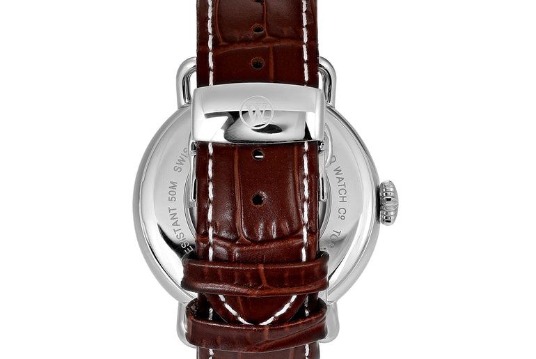 TELEGRAPH - WHITE DIAL WITH BROWN LEATHER STRAP