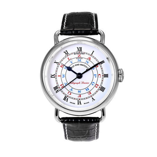 TELEGRAPH - WHITE DIAL WITH BLACK LEATHER STRAP