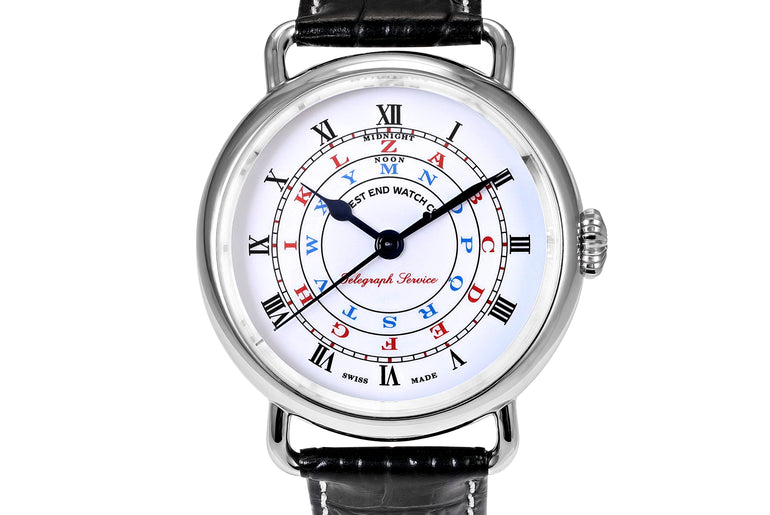 TELEGRAPH - WHITE DIAL WITH BLACK LEATHER STRAP