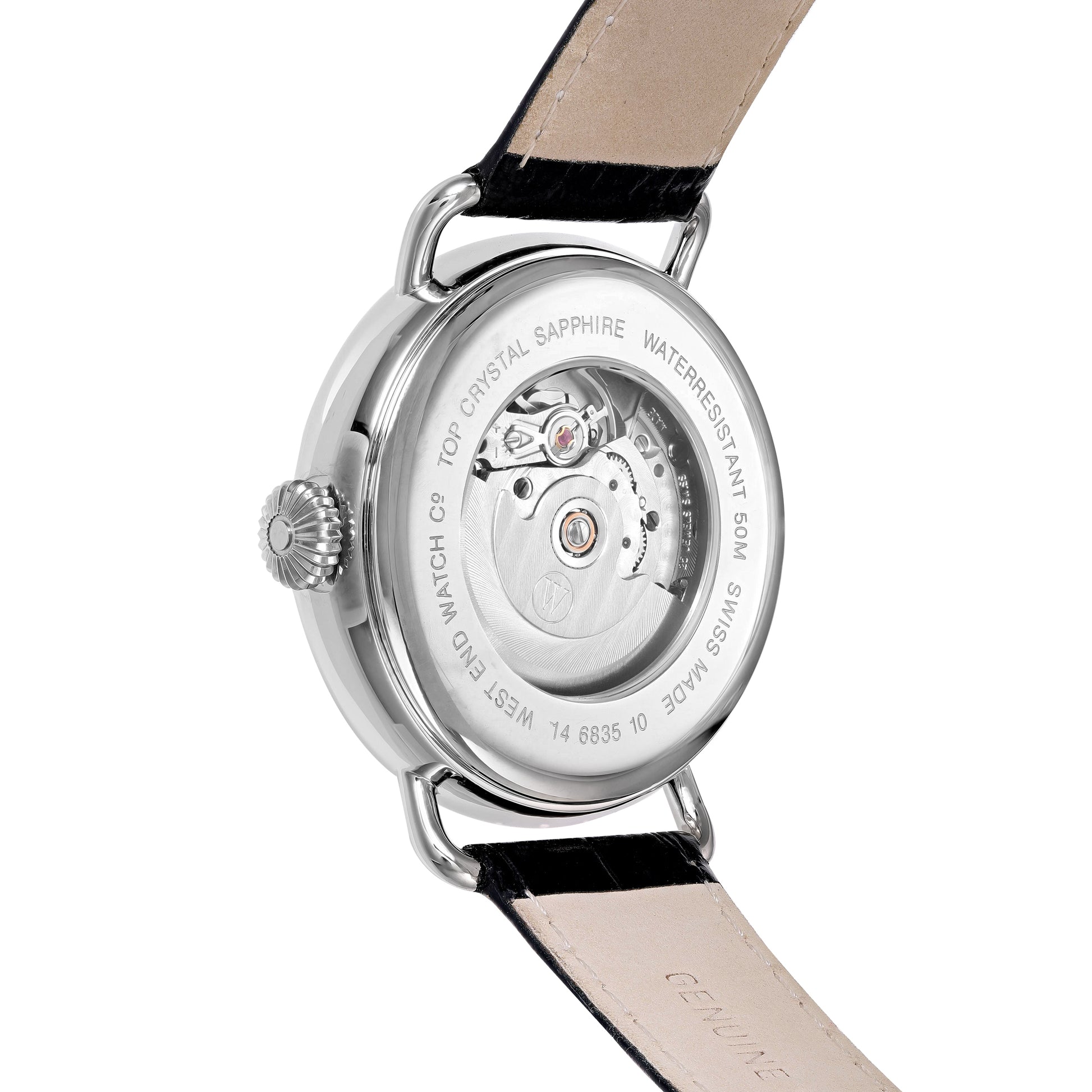 TELEGRAPH - WHITE DIAL WITH BLACK LEATHER STRAP