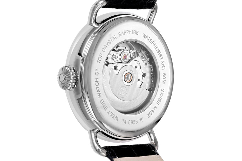 TELEGRAPH - WHITE DIAL WITH BLACK LEATHER STRAP