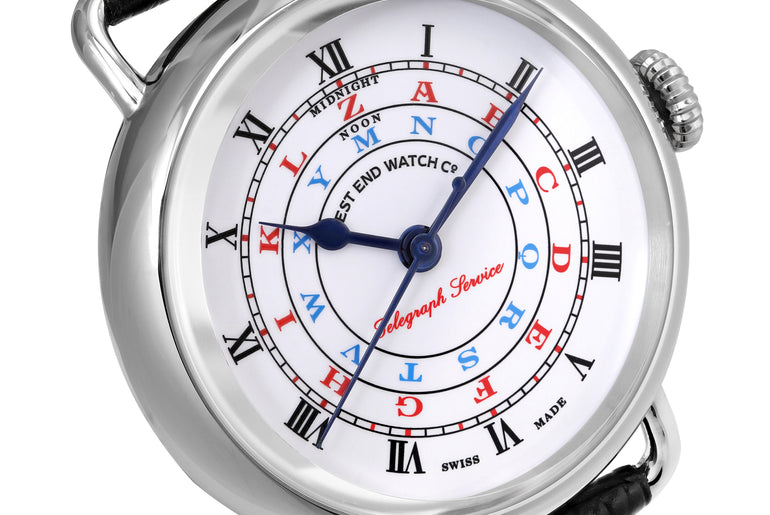 TELEGRAPH - WHITE DIAL WITH BLACK LEATHER STRAP