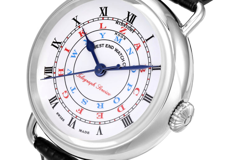 TELEGRAPH - WHITE DIAL WITH BLACK LEATHER STRAP