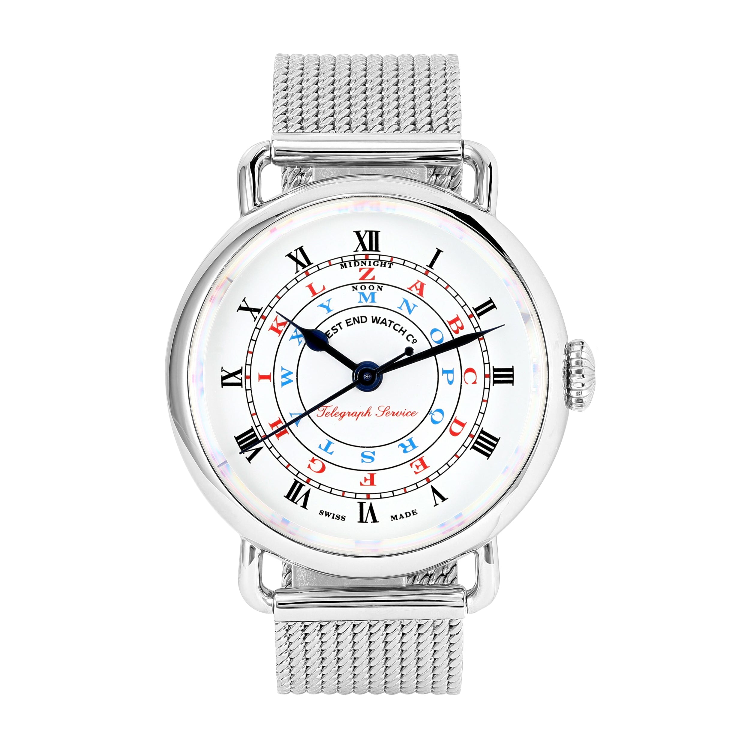 TELEGRAPH - WHITE DIAL WITH STAINLESS STEEL MESH BRACELET