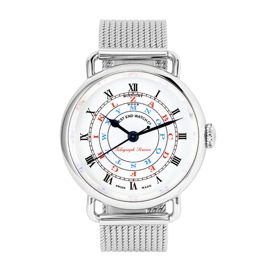 TELEGRAPH - WHITE DIAL WITH STAINLESS STEEL MESH BRACELET