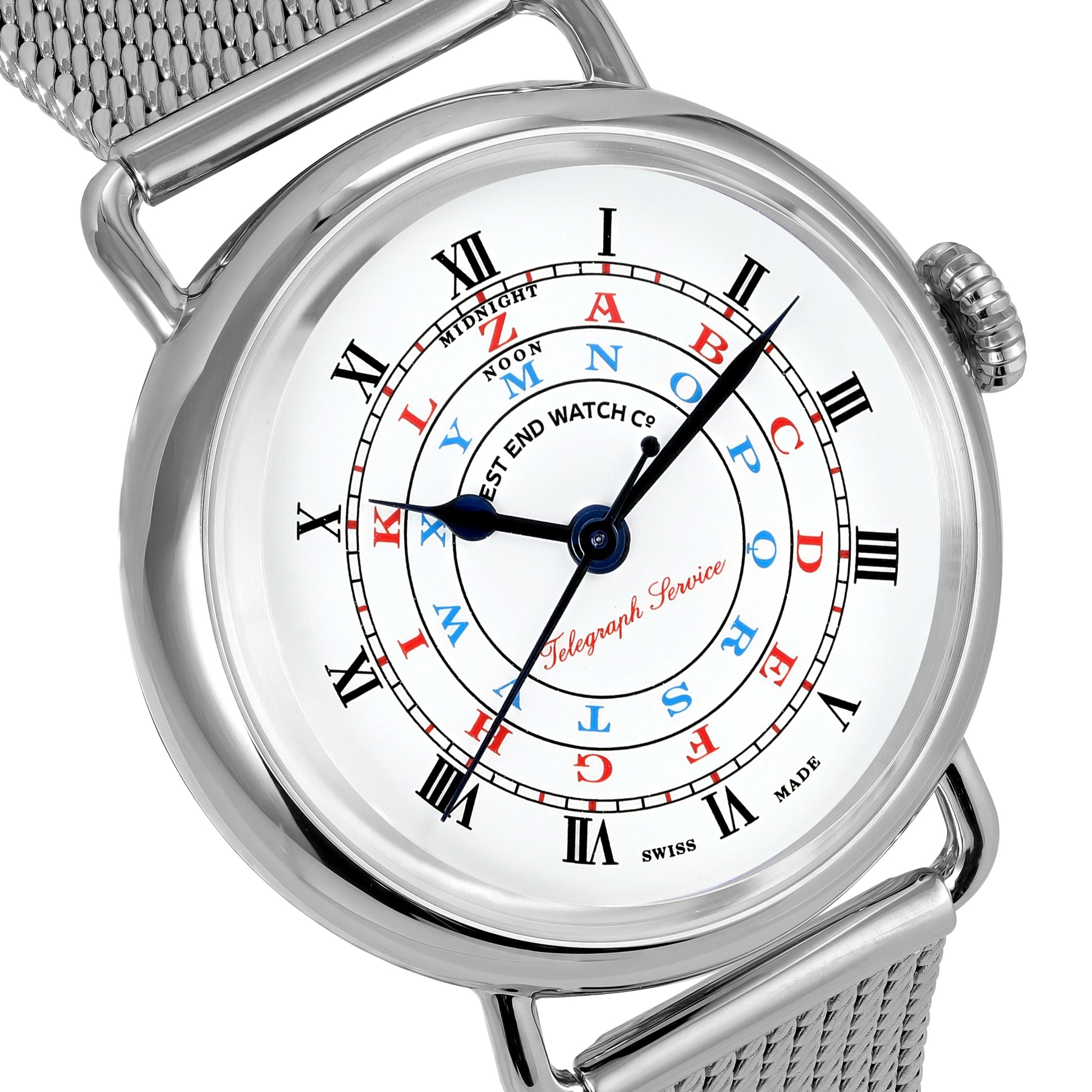 TELEGRAPH - WHITE DIAL WITH STAINLESS STEEL MESH BRACELET