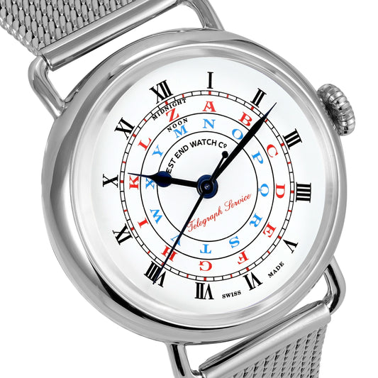 TELEGRAPH - WHITE DIAL WITH STAINLESS STEEL MESH BRACELET