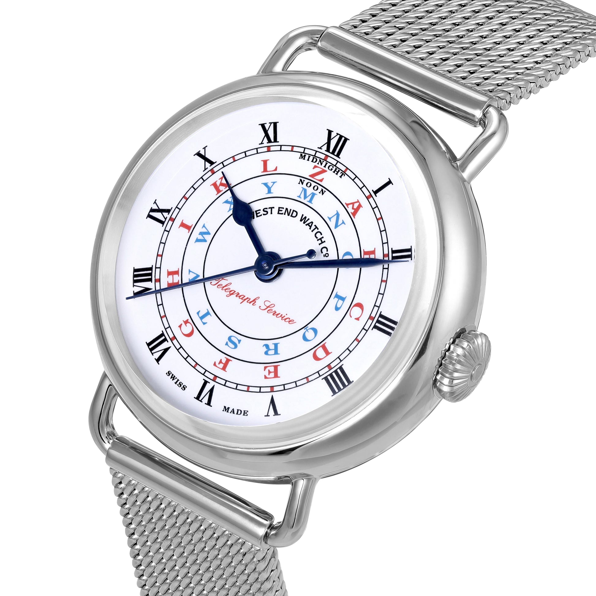 TELEGRAPH - WHITE DIAL WITH STAINLESS STEEL MESH BRACELET