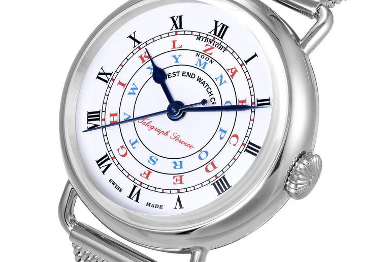 TELEGRAPH - WHITE DIAL WITH STAINLESS STEEL MESH BRACELET