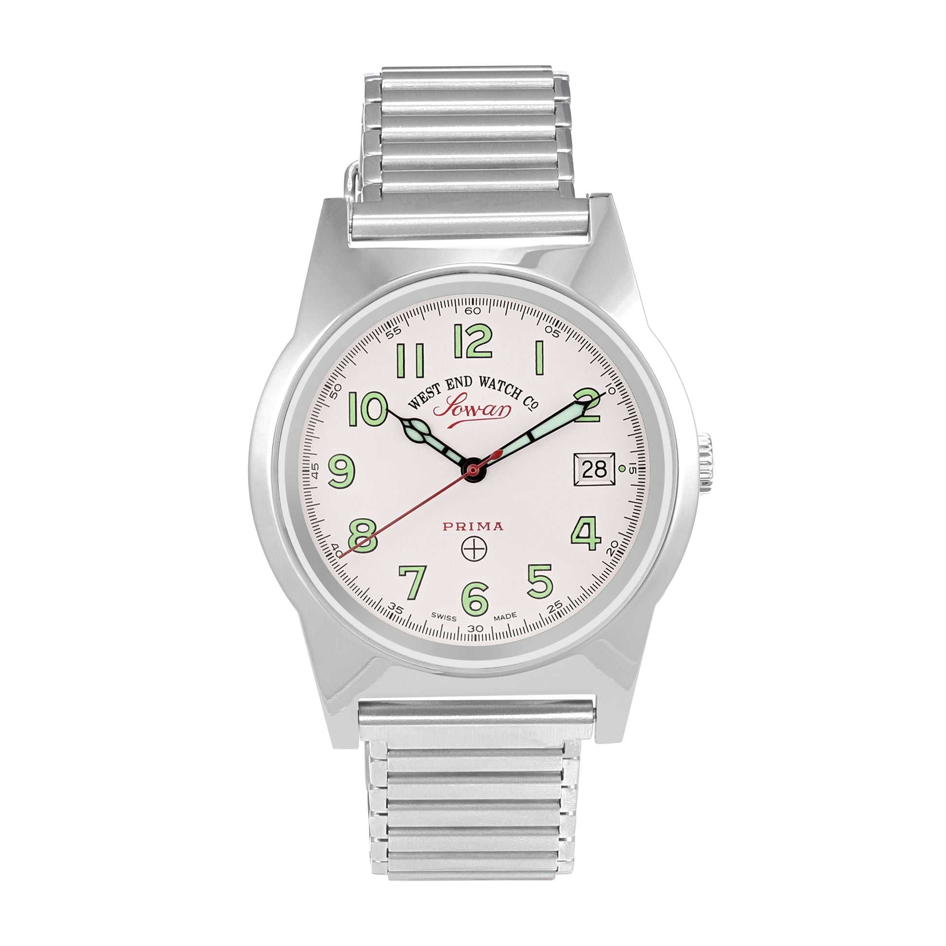 SOUQ - WHITE DIAL WITH LUMINESCENT GREEN NUMERALS