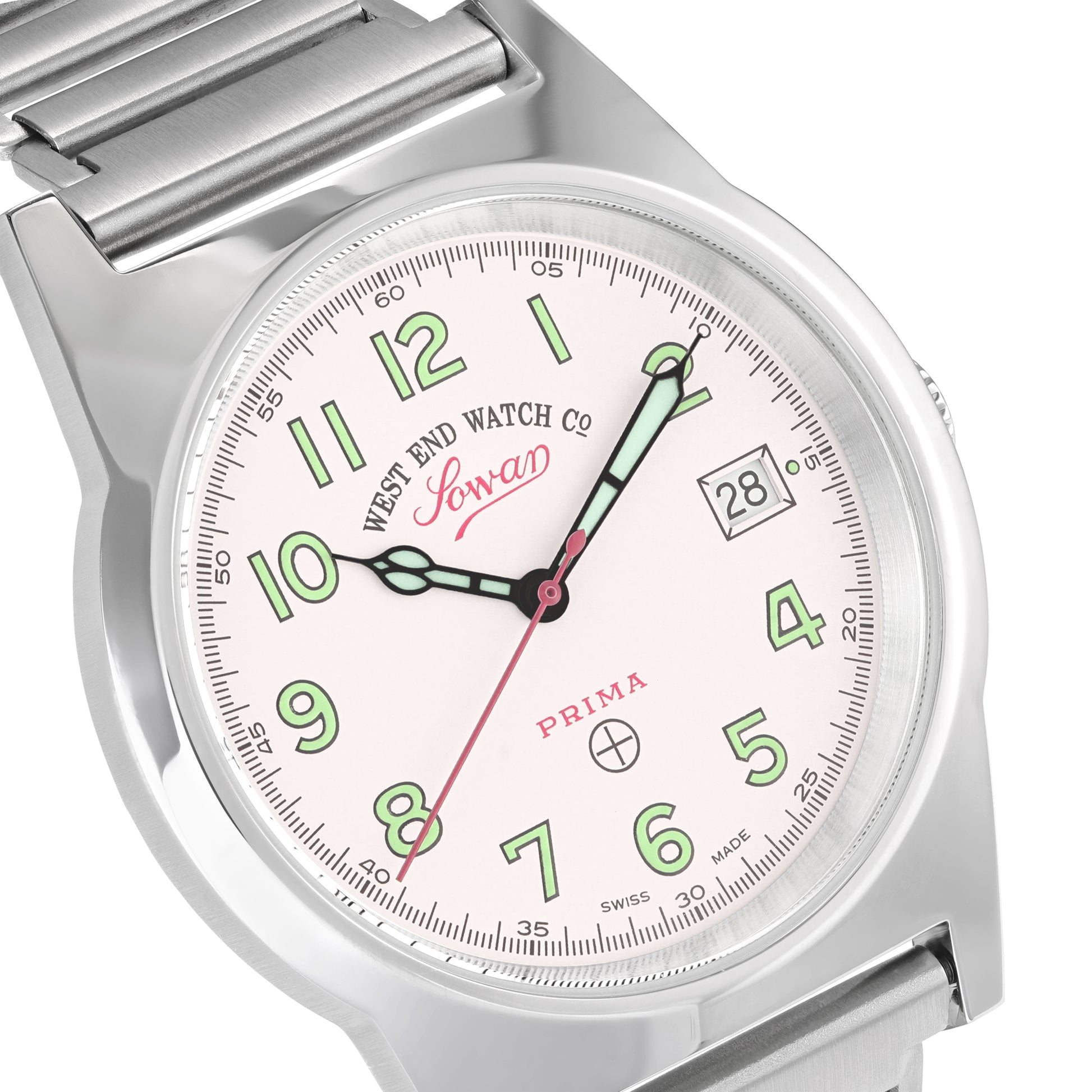 SOUQ - WHITE DIAL WITH LUMINESCENT GREEN NUMERALS