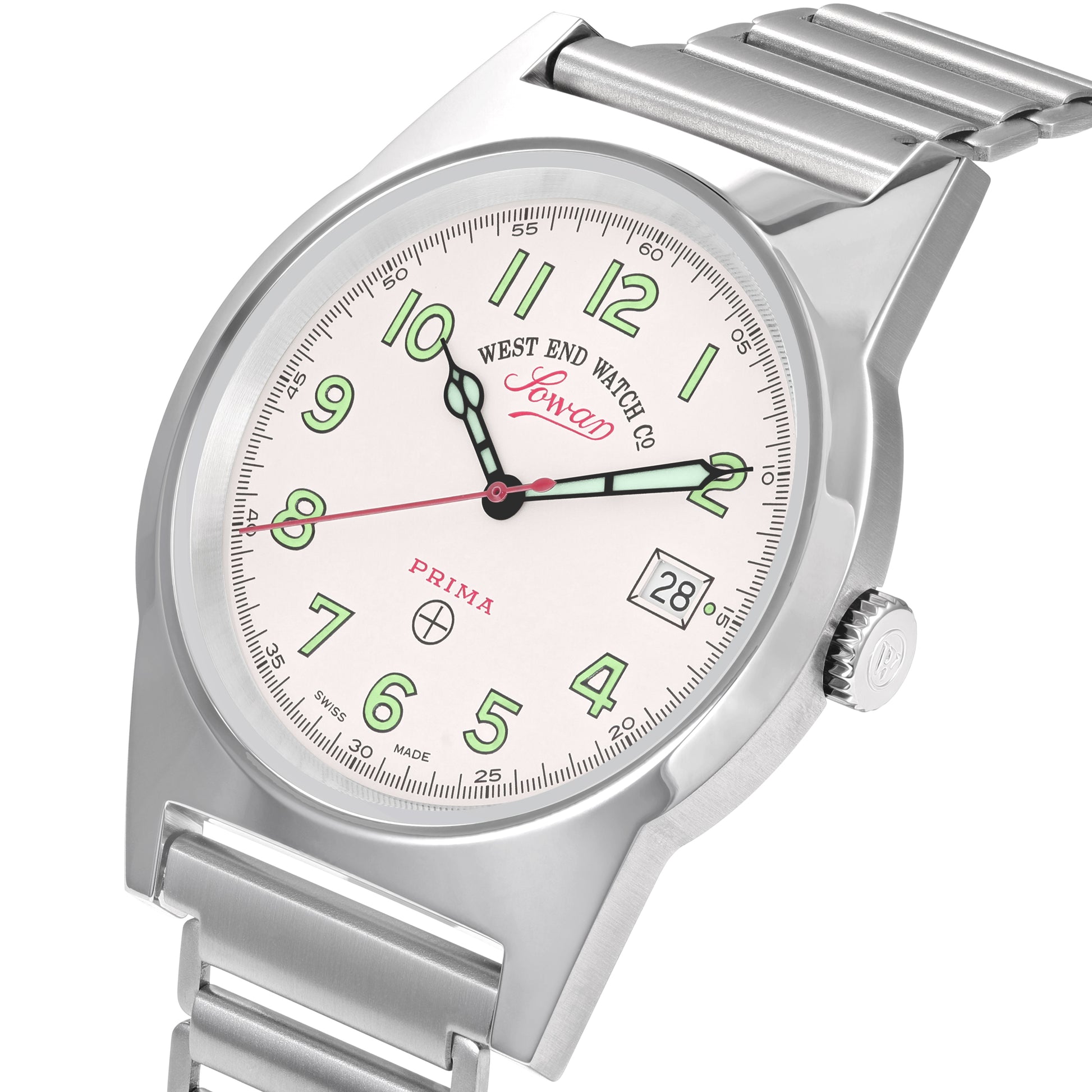 SOUQ - WHITE DIAL WITH LUMINESCENT GREEN NUMERALS