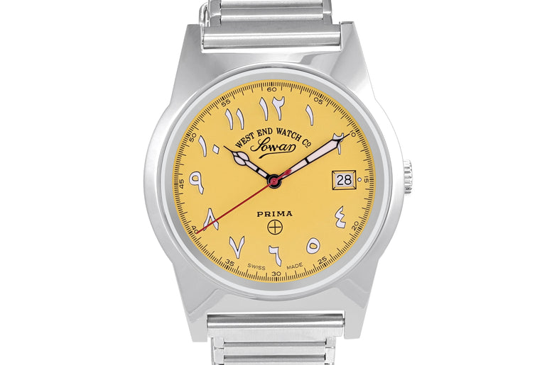 SOUQ - YELLOW DIAL WITH WHITE LUMINESCENT EASTERN ARABIC NUMERALS