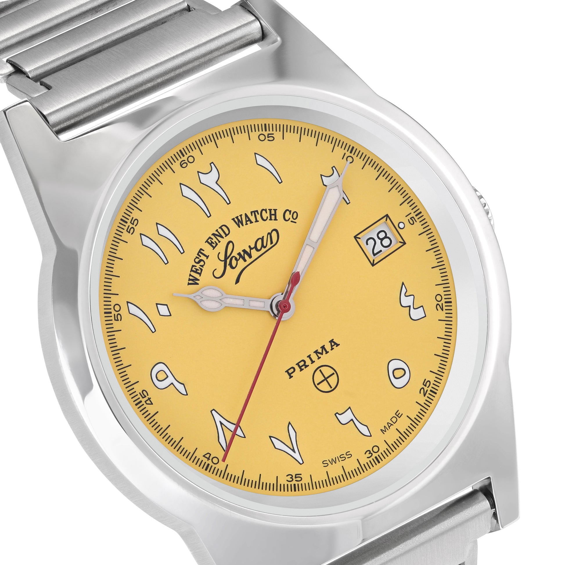 SOUQ - YELLOW DIAL WITH WHITE LUMINESCENT EASTERN ARABIC NUMERALS