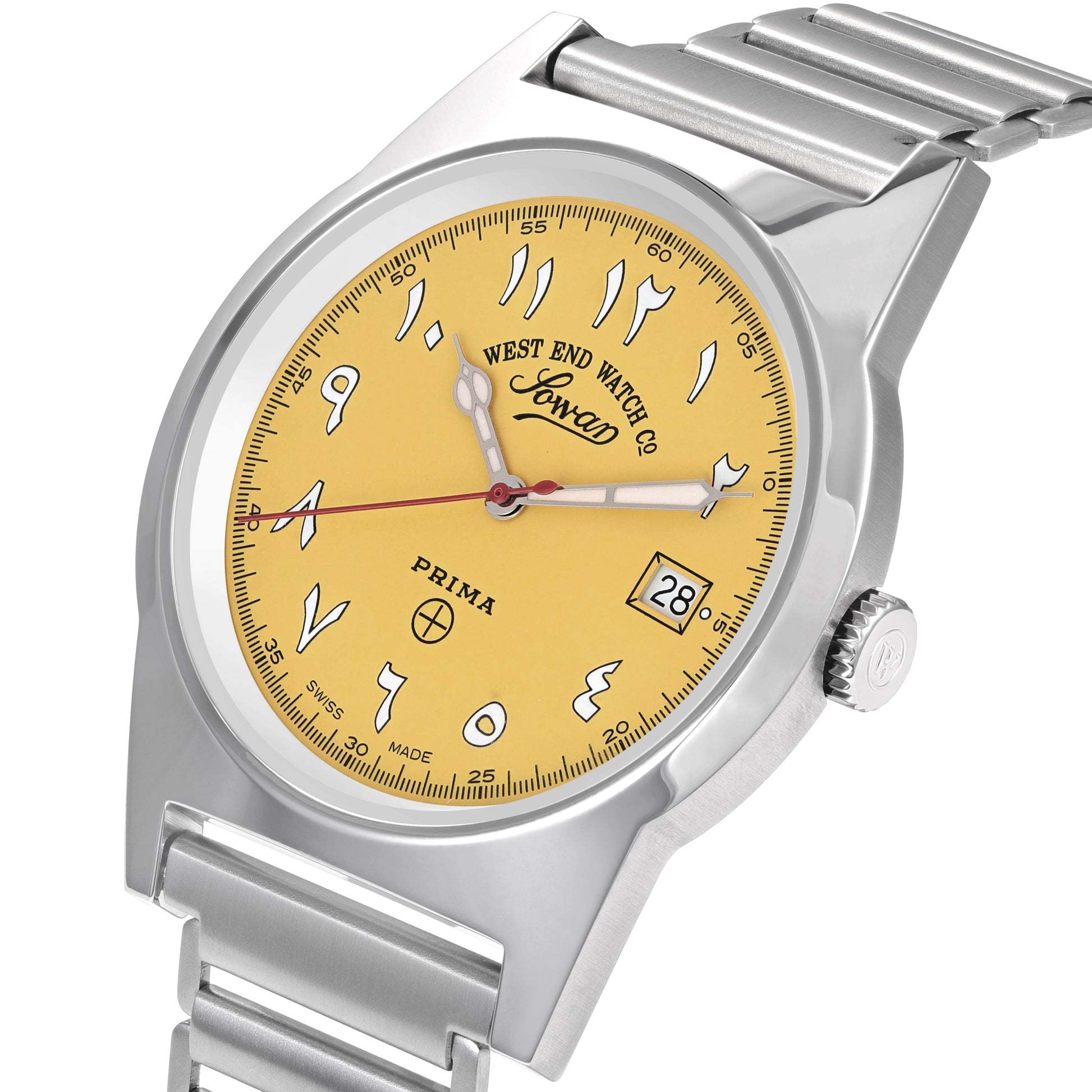 SOUQ - YELLOW DIAL WITH WHITE LUMINESCENT EASTERN ARABIC NUMERALS