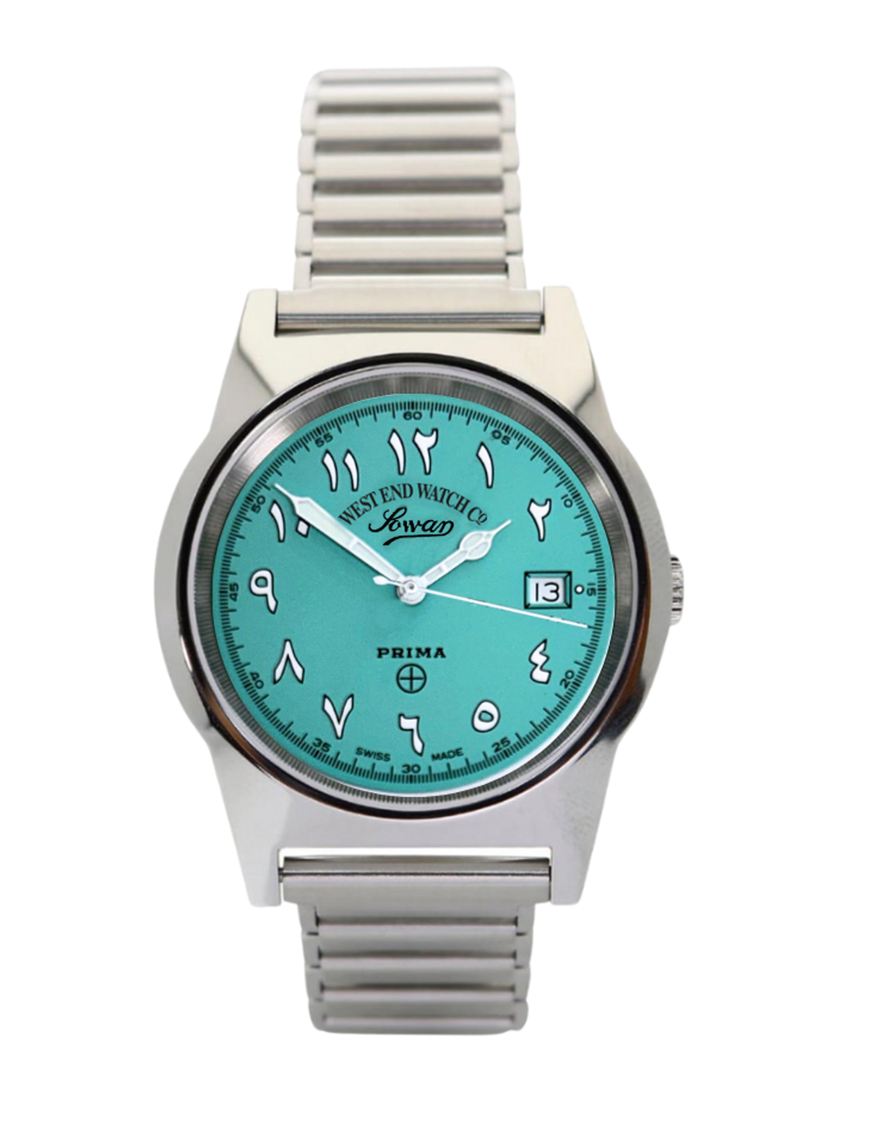 SOUQ TURQUOISE DIAL WITH WHITE EASTERN ARABIC NUMERALS West End Souq Turquoise Dial With White Eastern Arabic Numerals West End