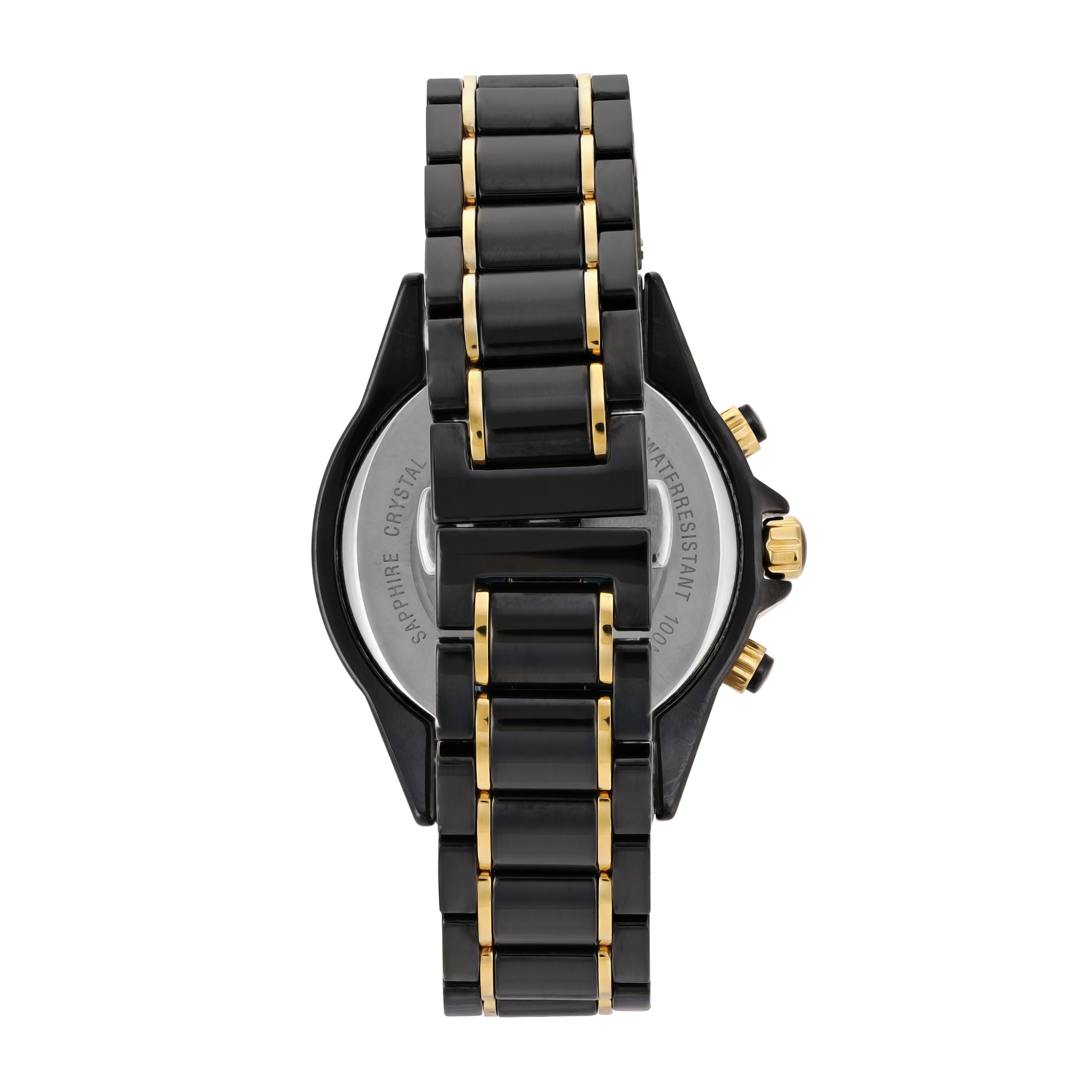 CERAMIC QUARTZ CHRONO - BLACK DIAL WITH GOLD INDICES