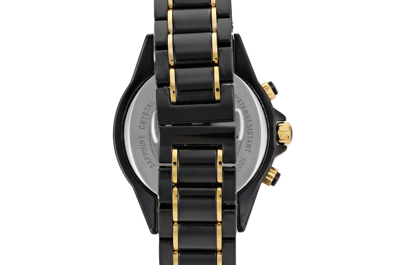 CERAMIC QUARTZ CHRONO - BLACK DIAL WITH GOLD INDICES