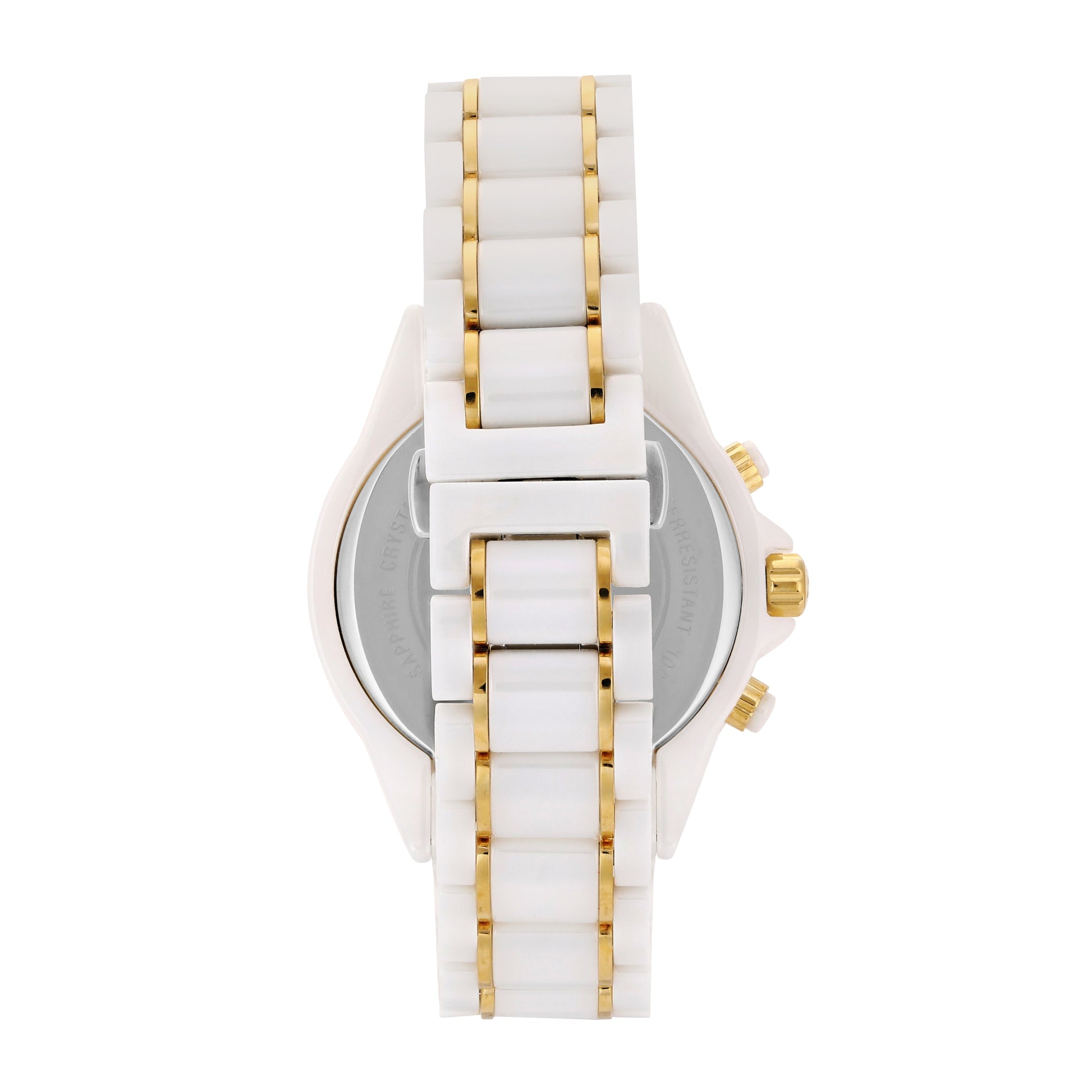 CERAMIC QUARTZ CHRONO - WHITE DIAL WITH GOLD INDICES