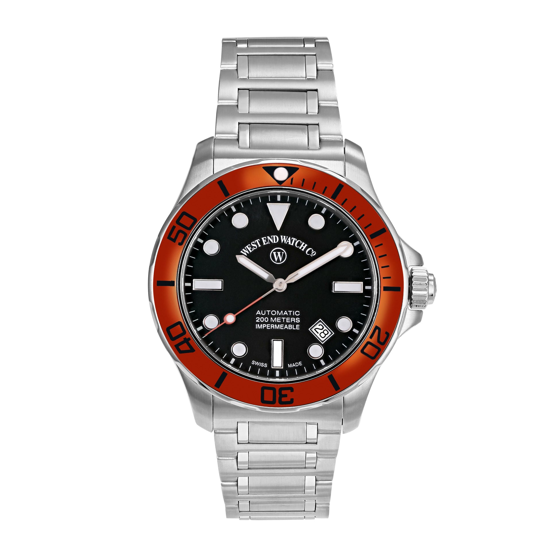 IMPERMEABLE - BLACK DIAL WITH ORANGE BEZEL