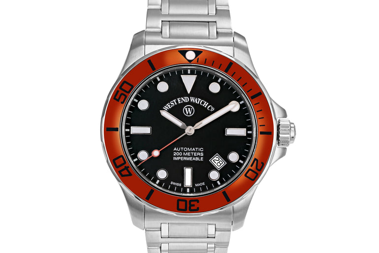 IMPERMEABLE - BLACK DIAL WITH ORANGE BEZEL