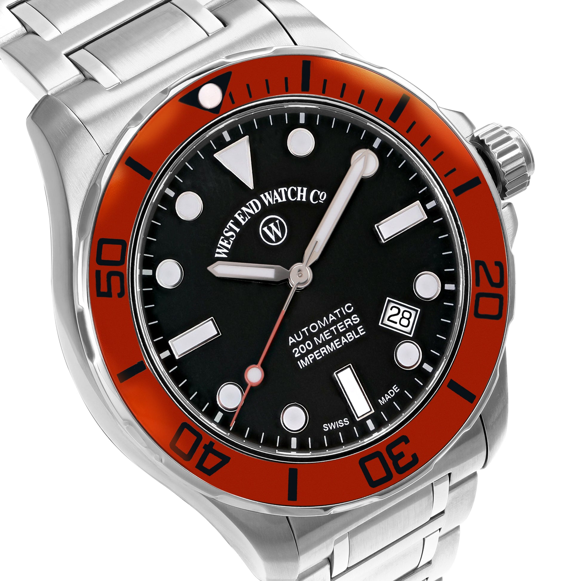 IMPERMEABLE - BLACK DIAL WITH ORANGE BEZEL