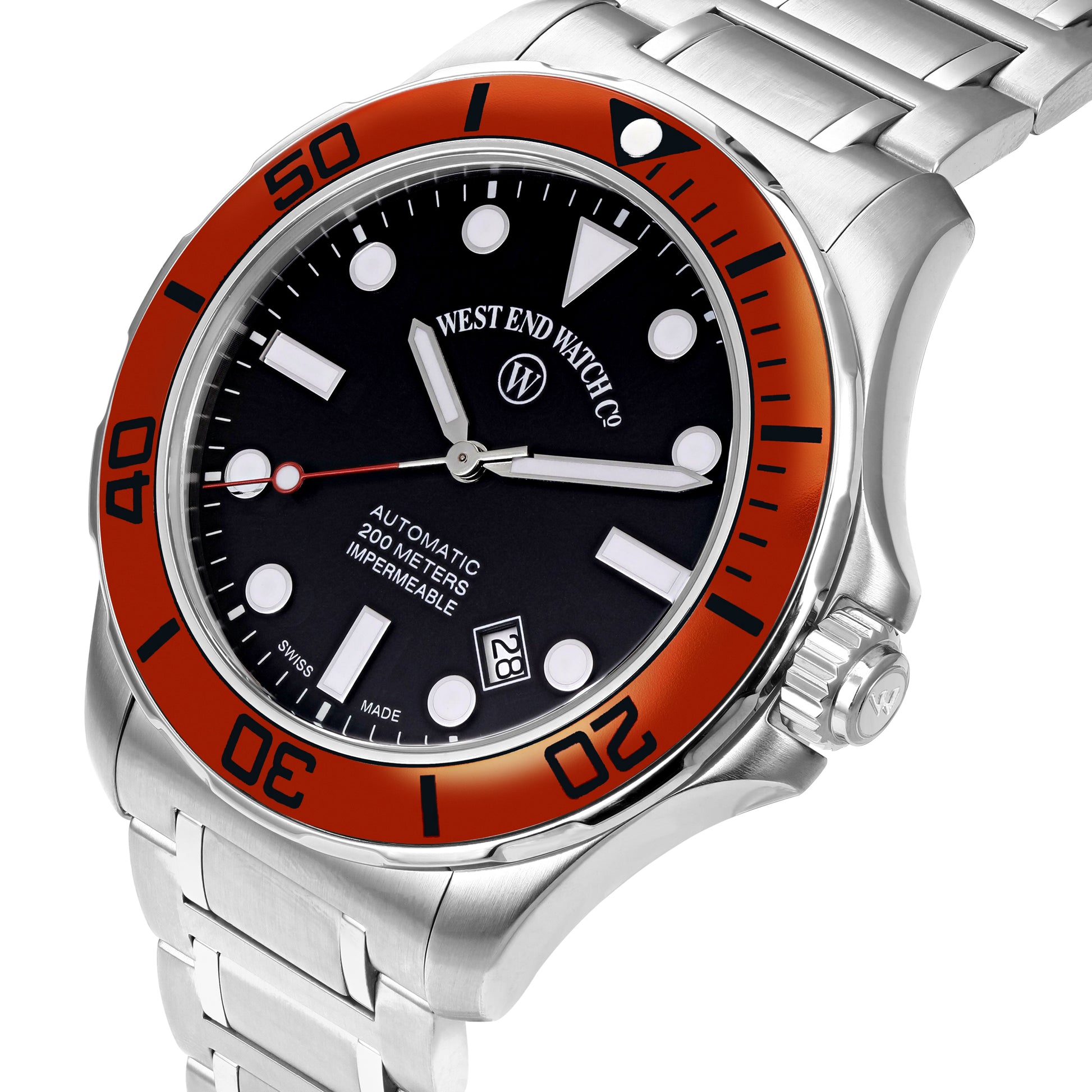 IMPERMEABLE - BLACK DIAL WITH ORANGE BEZEL