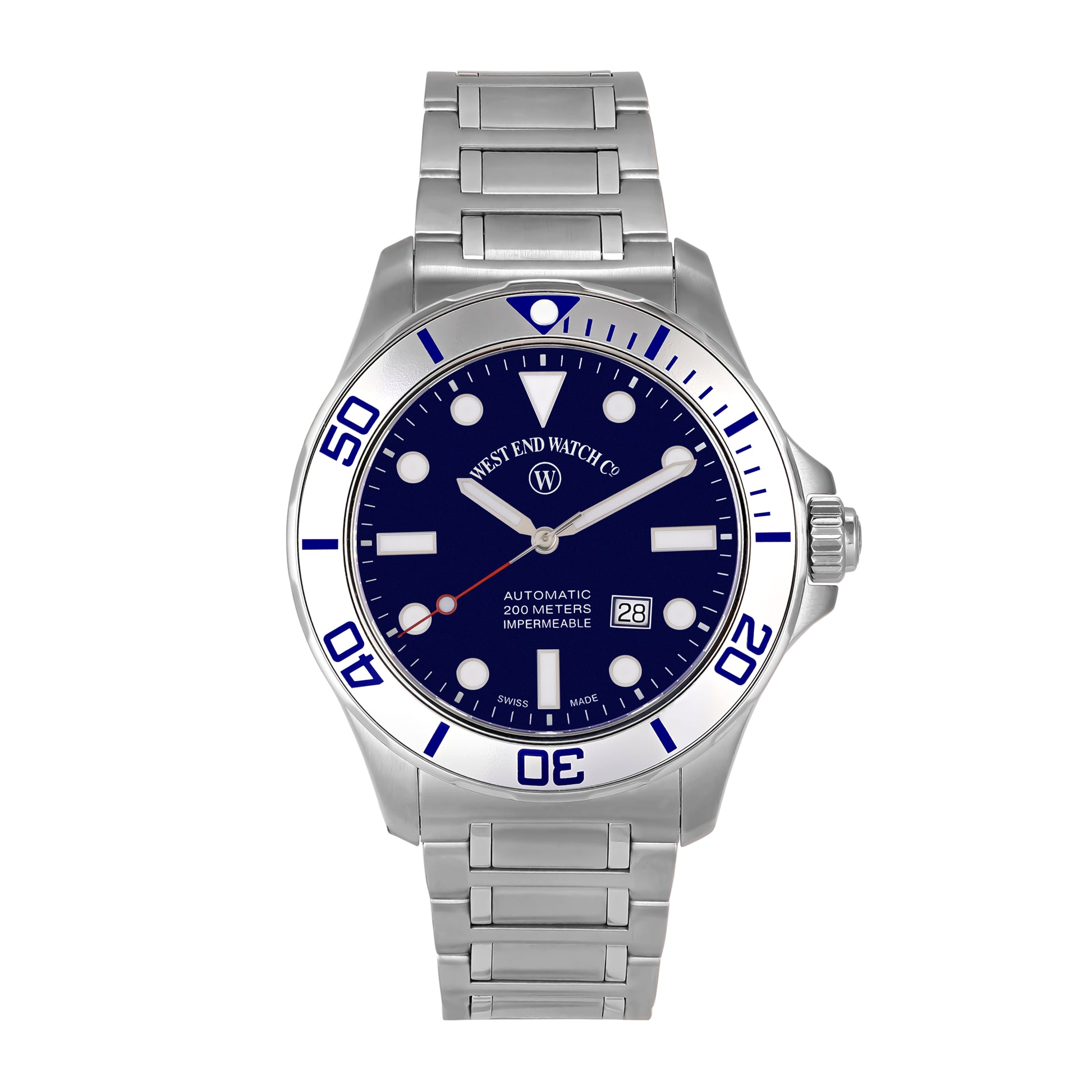 IMPERMEABLE - BLUE DIAL WITH LUMINESCENT WHITE MARKERS