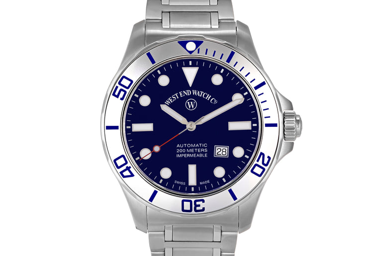 IMPERMEABLE - BLUE DIAL WITH LUMINESCENT WHITE MARKERS