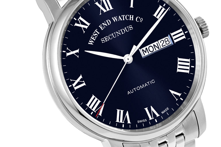 SECUNDUS - SUNRAY BLUE DIAL WITH WHITE ROMAN NUMERALS