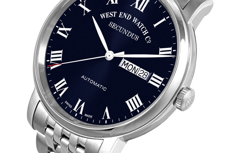 SECUNDUS - SUNRAY BLUE DIAL WITH WHITE ROMAN NUMERALS