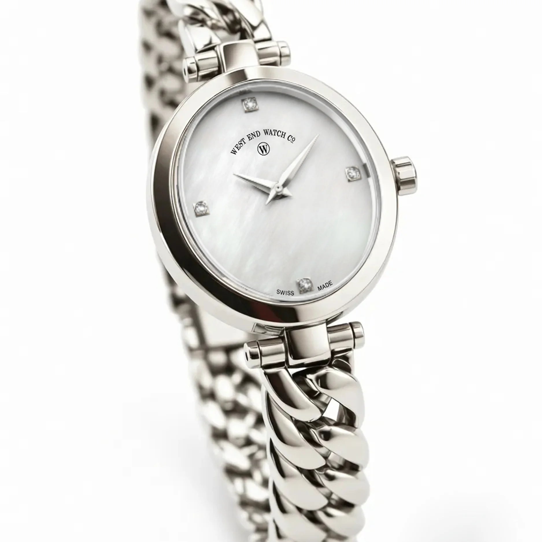 CURB CHAIN - MOTHER OF PEARL DIAL WITH DIAMONDS