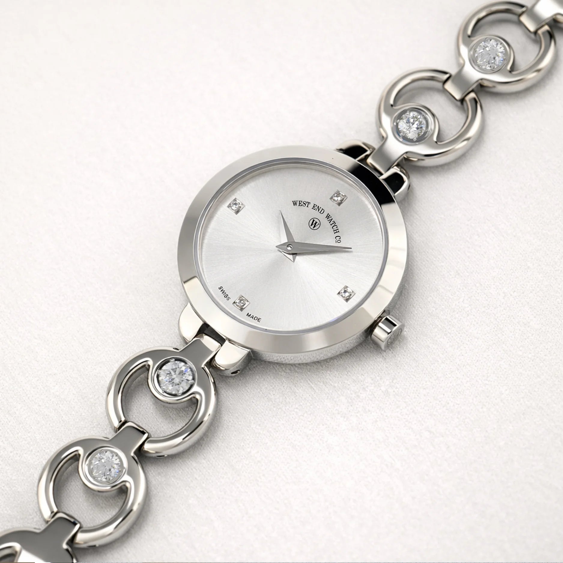 CHAND - SILVER SUNRAY DIAL WITH 4 DIAMONDS