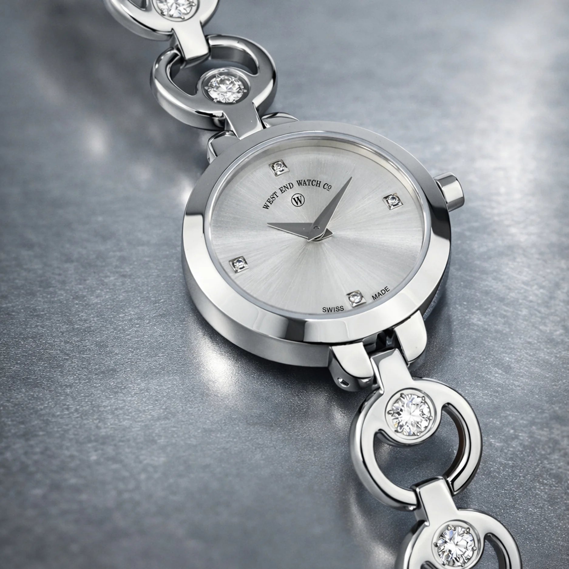 CHAND - SILVER SUNRAY DIAL WITH 4 DIAMONDS