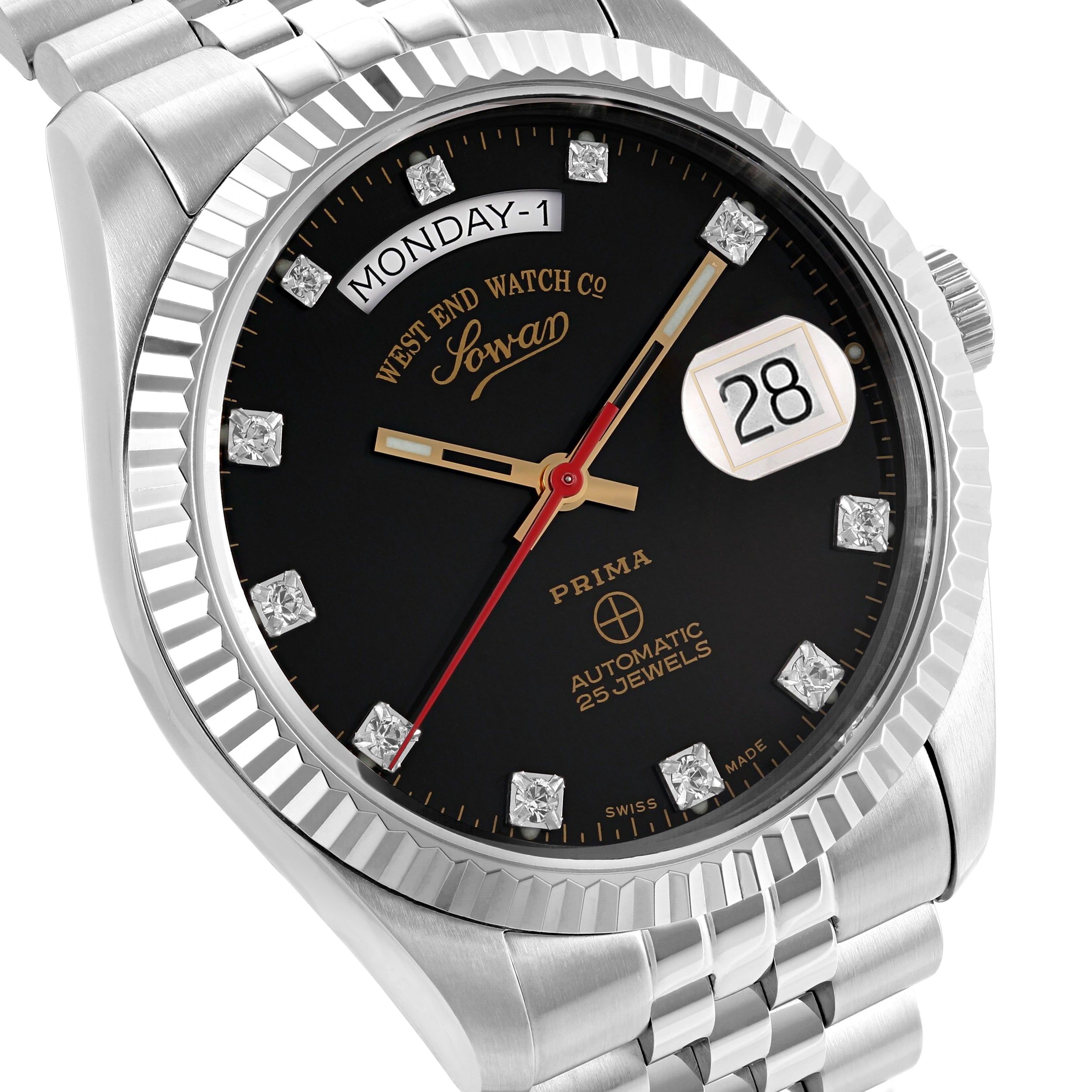 THE CLASSICS 41 - BLACK DIAL WITH ZIRCONE STONES