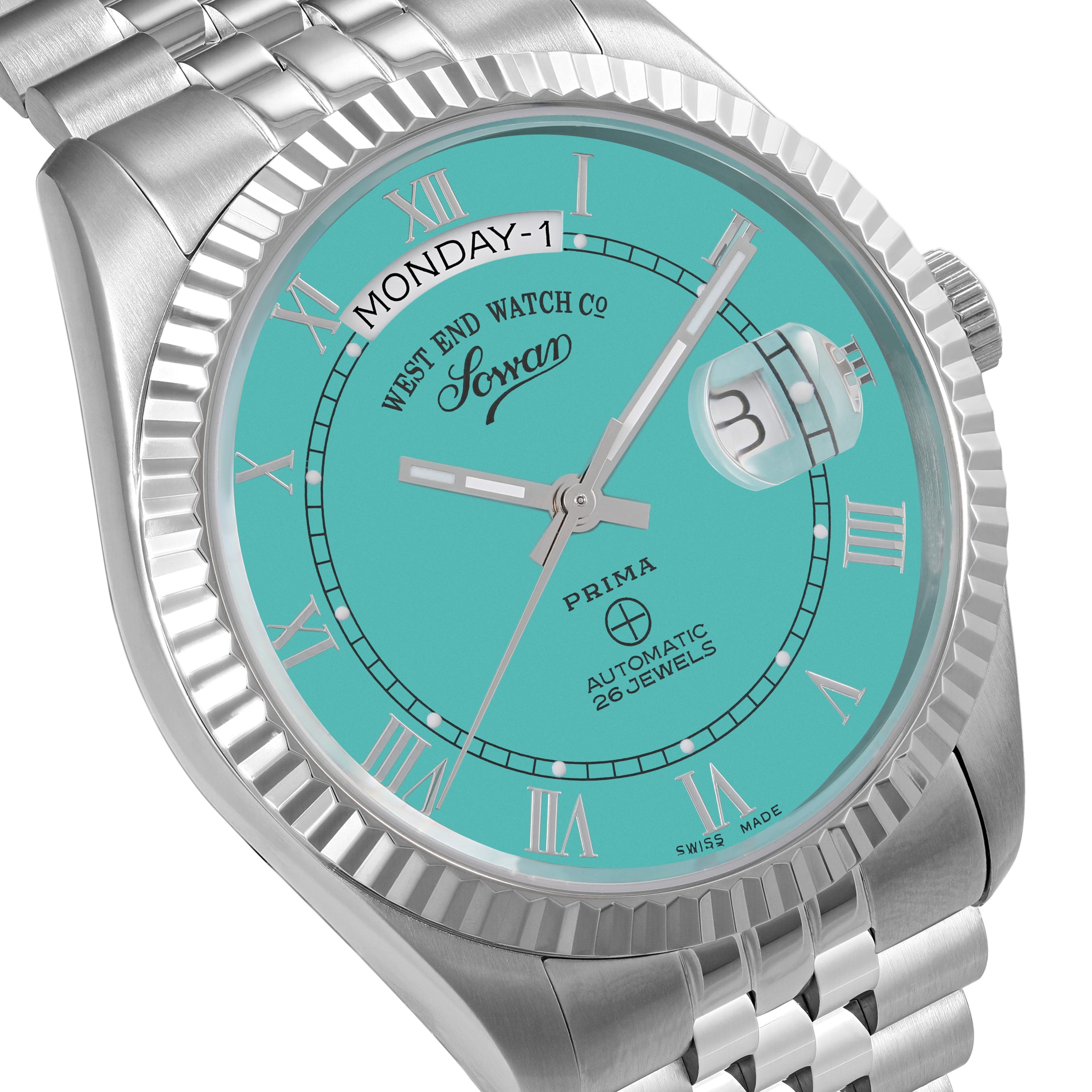 THE CLASSICS 41 - TURQUOISE DIAL WITH SS ROMAN NUMERALS