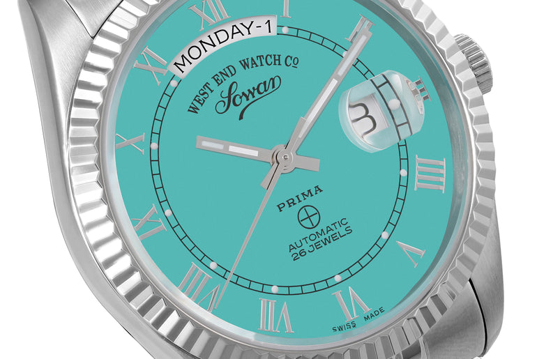 THE CLASSICS 41 - TURQUOISE DIAL WITH SS ROMAN NUMERALS