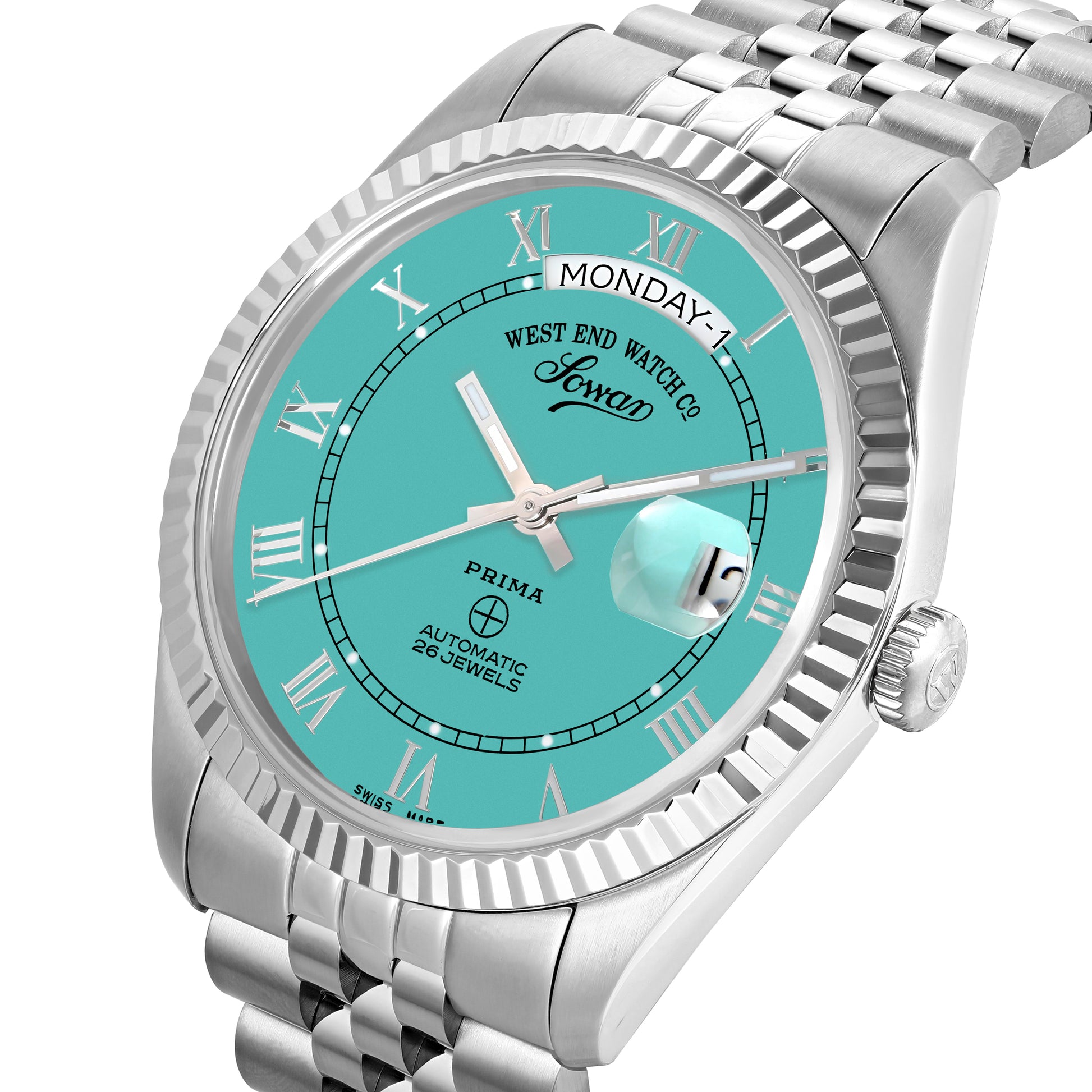 THE CLASSICS 41 - TURQUOISE DIAL WITH SS ROMAN NUMERALS