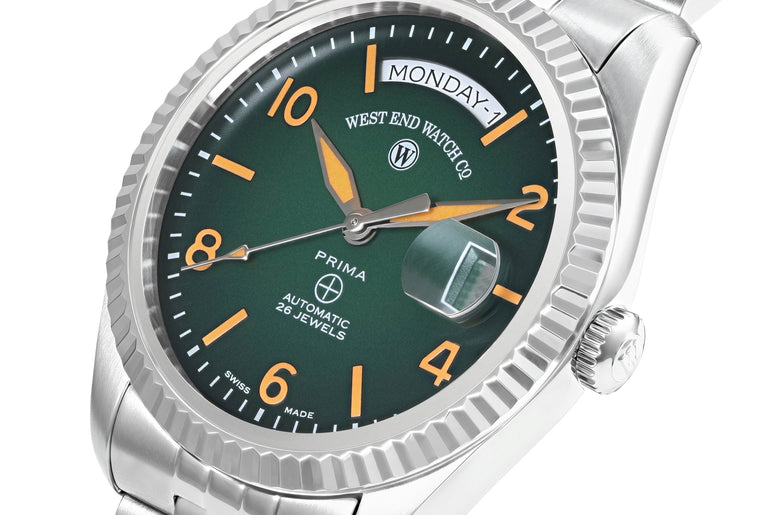 THE CLASSICS 41 - GREEN DIAL WITH ORANGE LUMINESCENT NUMERALS/INDICES