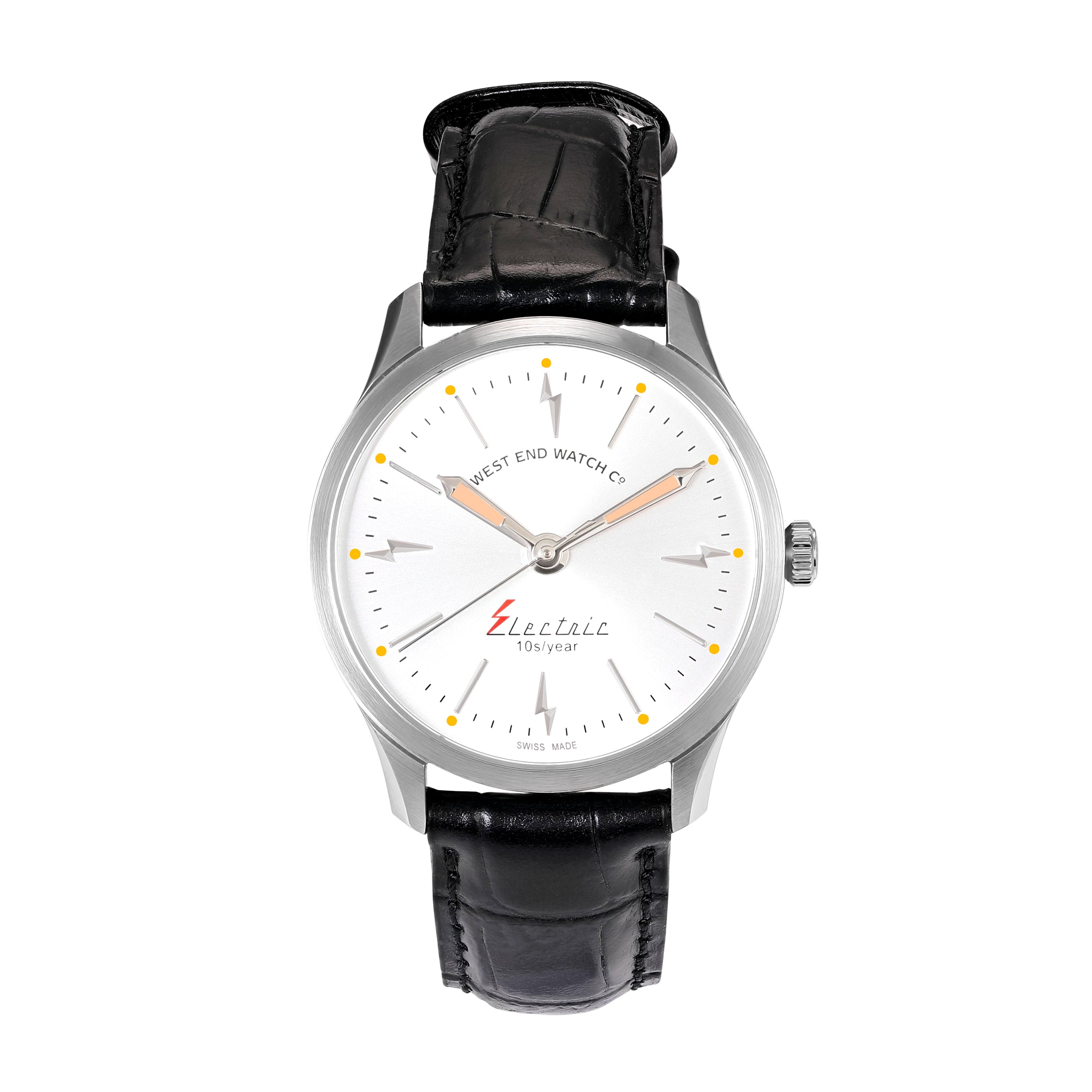 ELECTRIC - SUNRAY SILVER DIAL WITH BLACK LEATHER STRAP